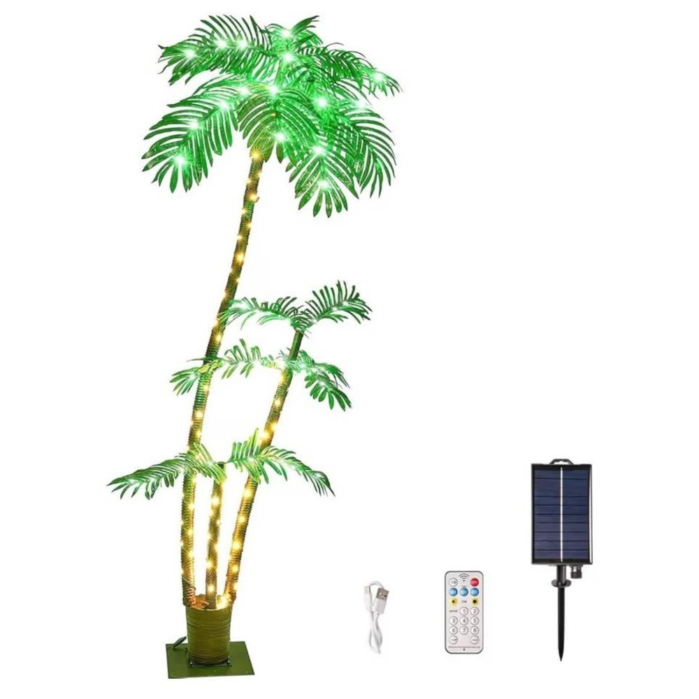 7FT Lighted Artificial Palm Tree with Three Trunks and 260 LED Lights‎  NEW